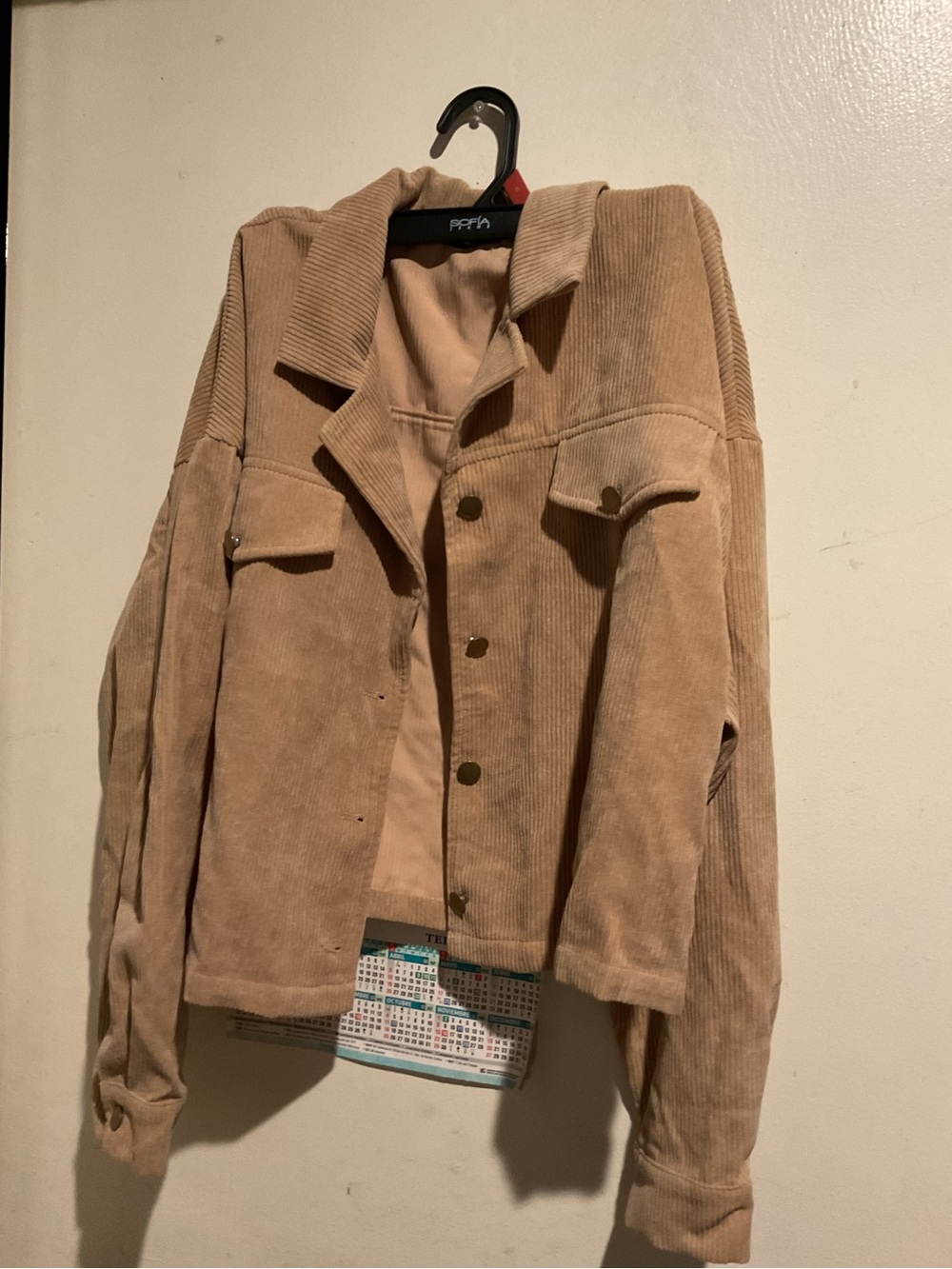 Beige Coruodoy Short Jacket with buttons By SHEIN Size Large. Like New!!